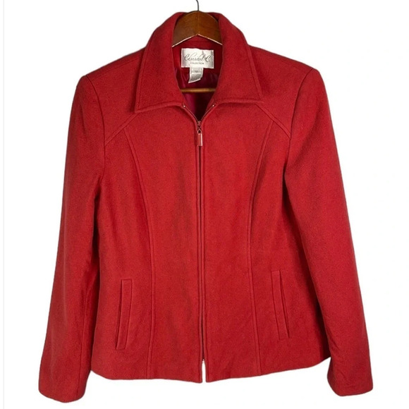 CONRAD C Wool Cashmere Zip Jacket Orange Salmon Coral Lined Pockets Tailored 10 - Picture 2 of 10